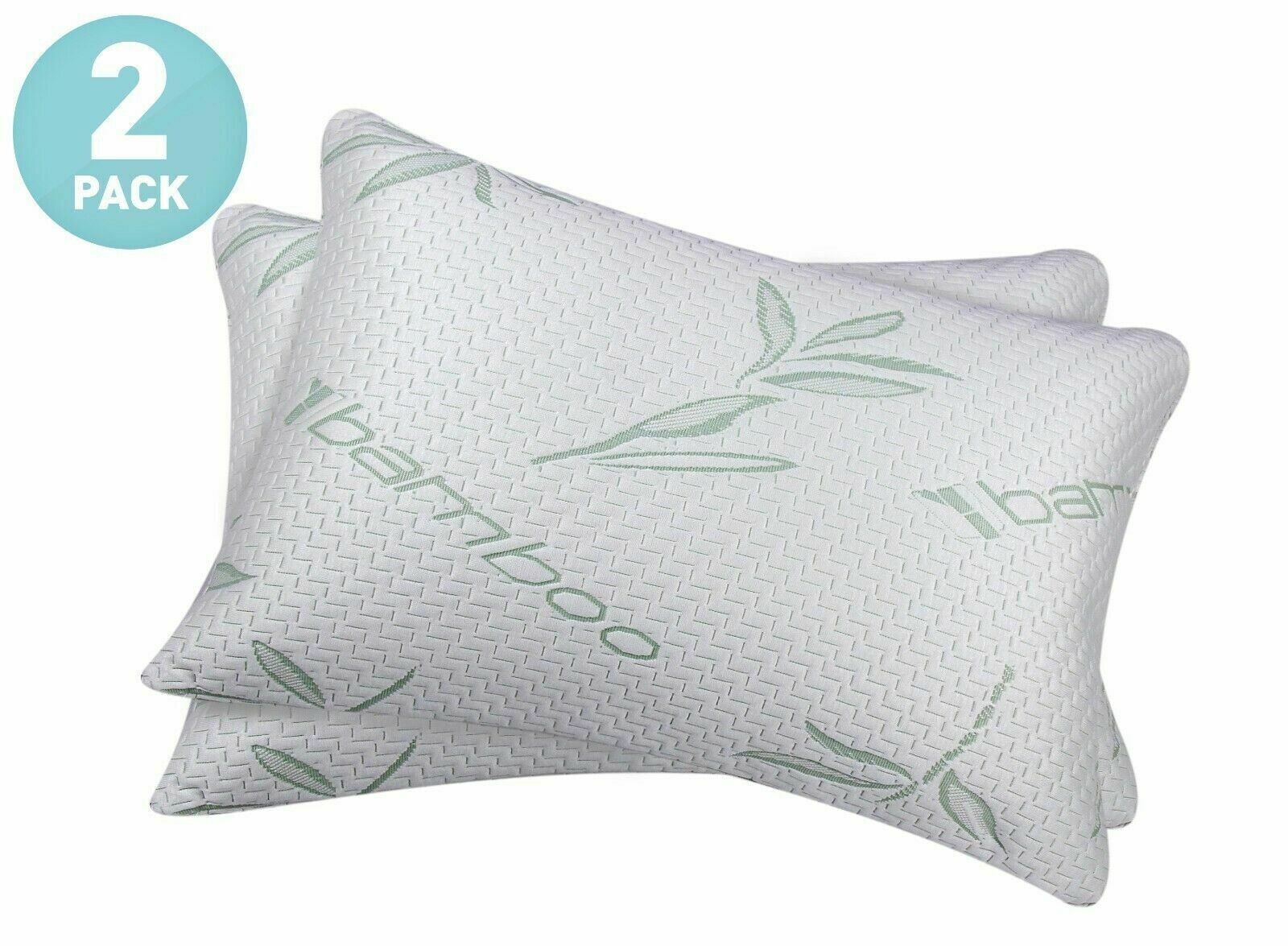 2 Pack Bamboo Memory Foam King Size Bed Pillow Cool Hypoallergenic Luxury USA