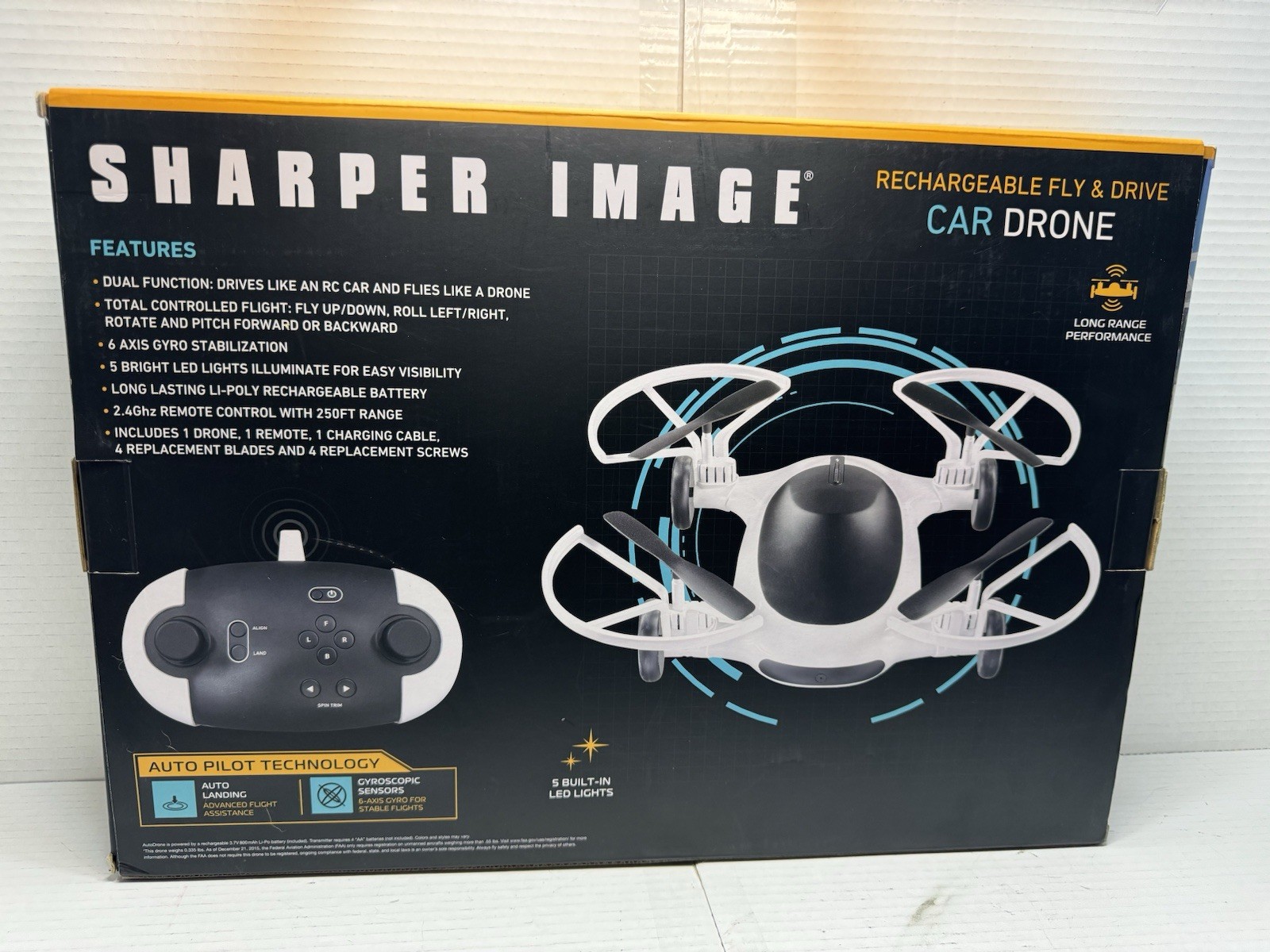 Sharper Image Fly Or Drive Drone. Rechargeable Dual Function Vehicle