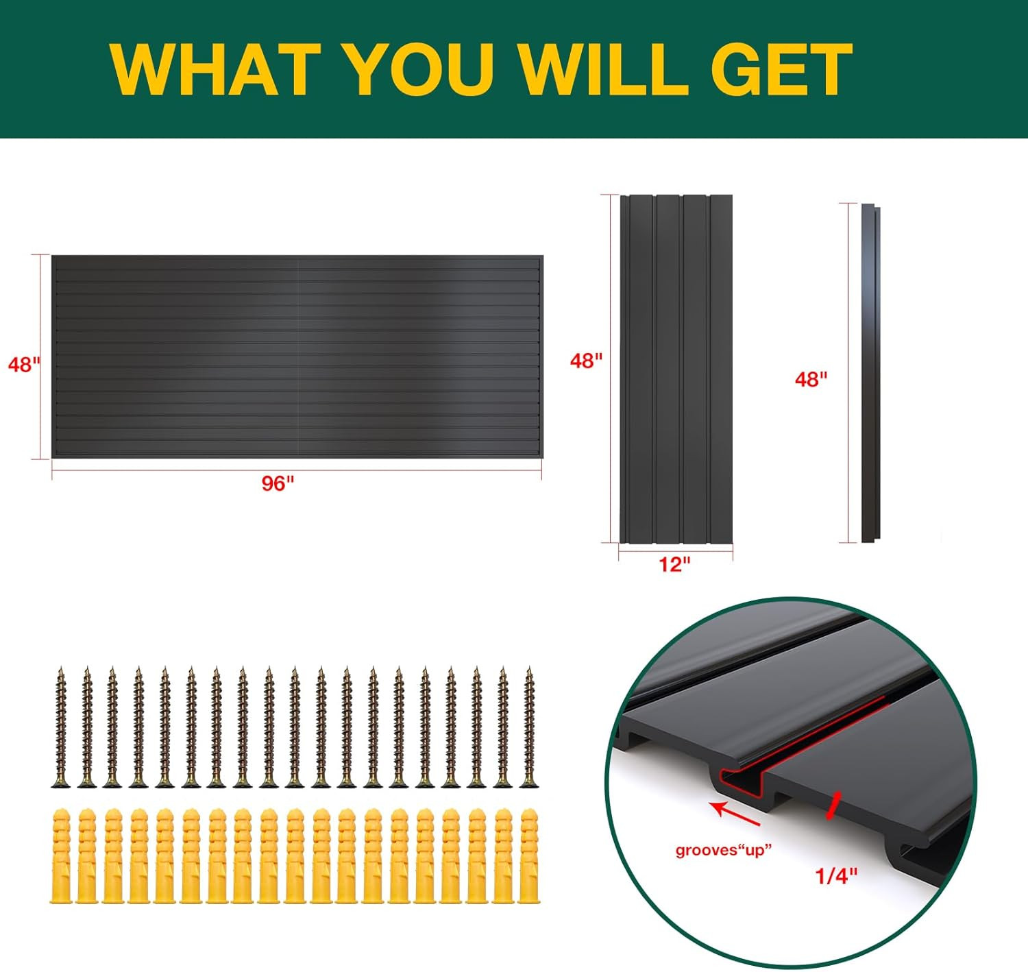 Heavy Duty Black Slat Wall Panel 4x8 Ft for Garage Storage Solutions