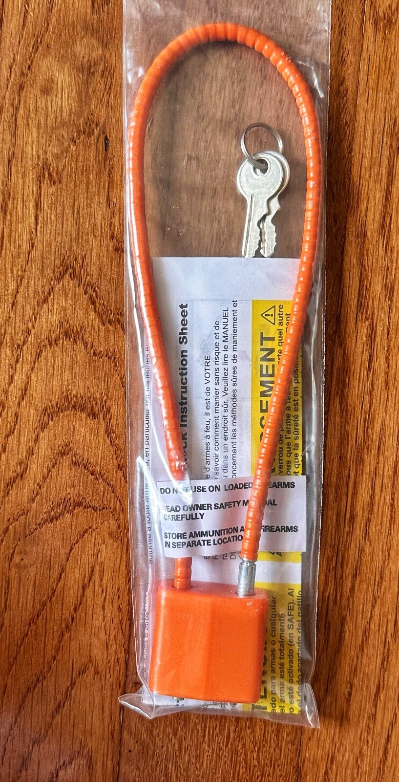 Steel Cable Gun Lock 15" Cable Trigger Pistol Shotgun Rifle Childsafe Orange