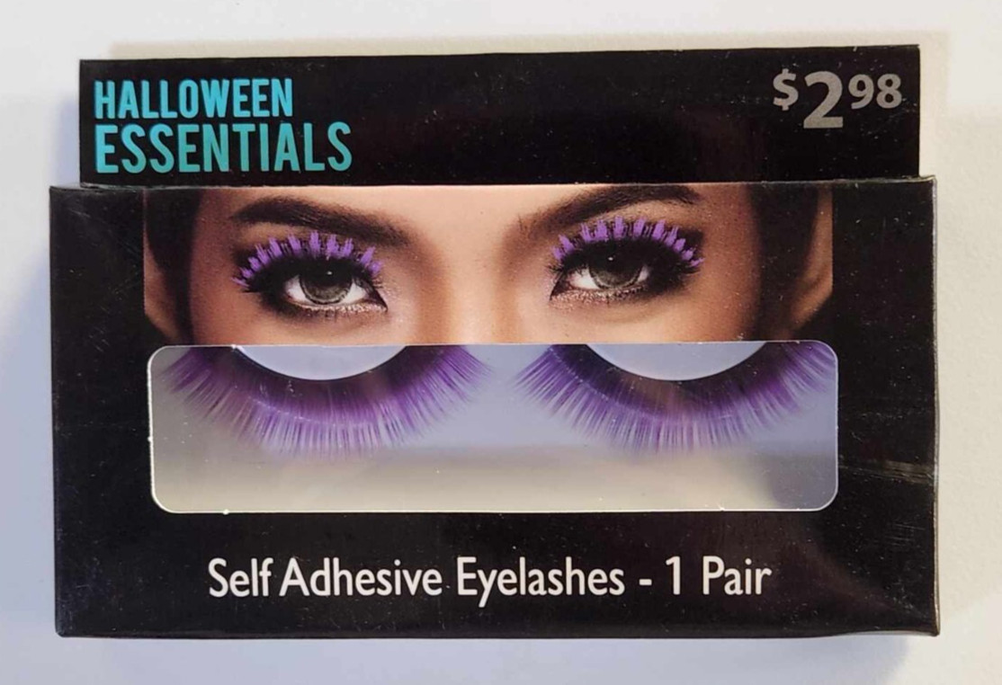 Halloween Essentials Self-Adhesive Purple Fake Eye Lashes- 1 Pair
