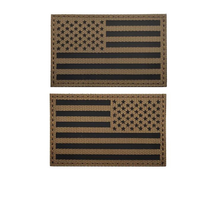 Reflective IR US AMERICAN FL REVERSE LEFT RIGHT SHOULDER HOOK 2 PATCHES DESERT