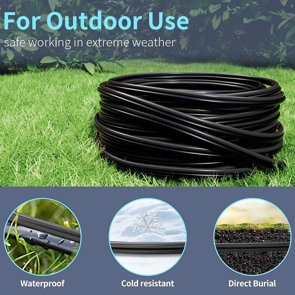 100FT LOW VOLTAGE 14/2 CABLE LANDSCAPE BURIAL COPPER WIRE OUTSIDE LIGHTI 2 CORE