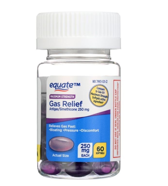 Equate Maximum Strength Gas Relief Softgels, 250 mg, 60 Count