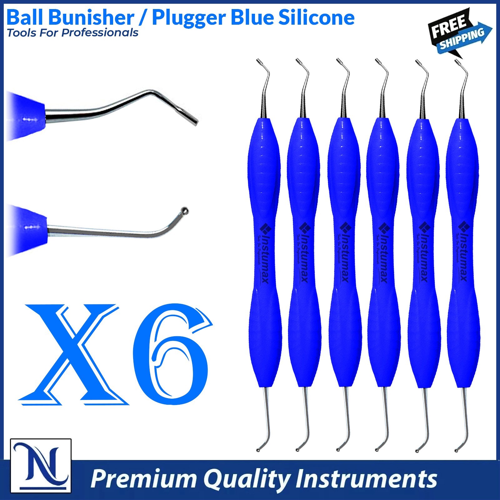 Dental Ball Burnisher Plugger Instrument | Ergonomic Blue Silicone Handle