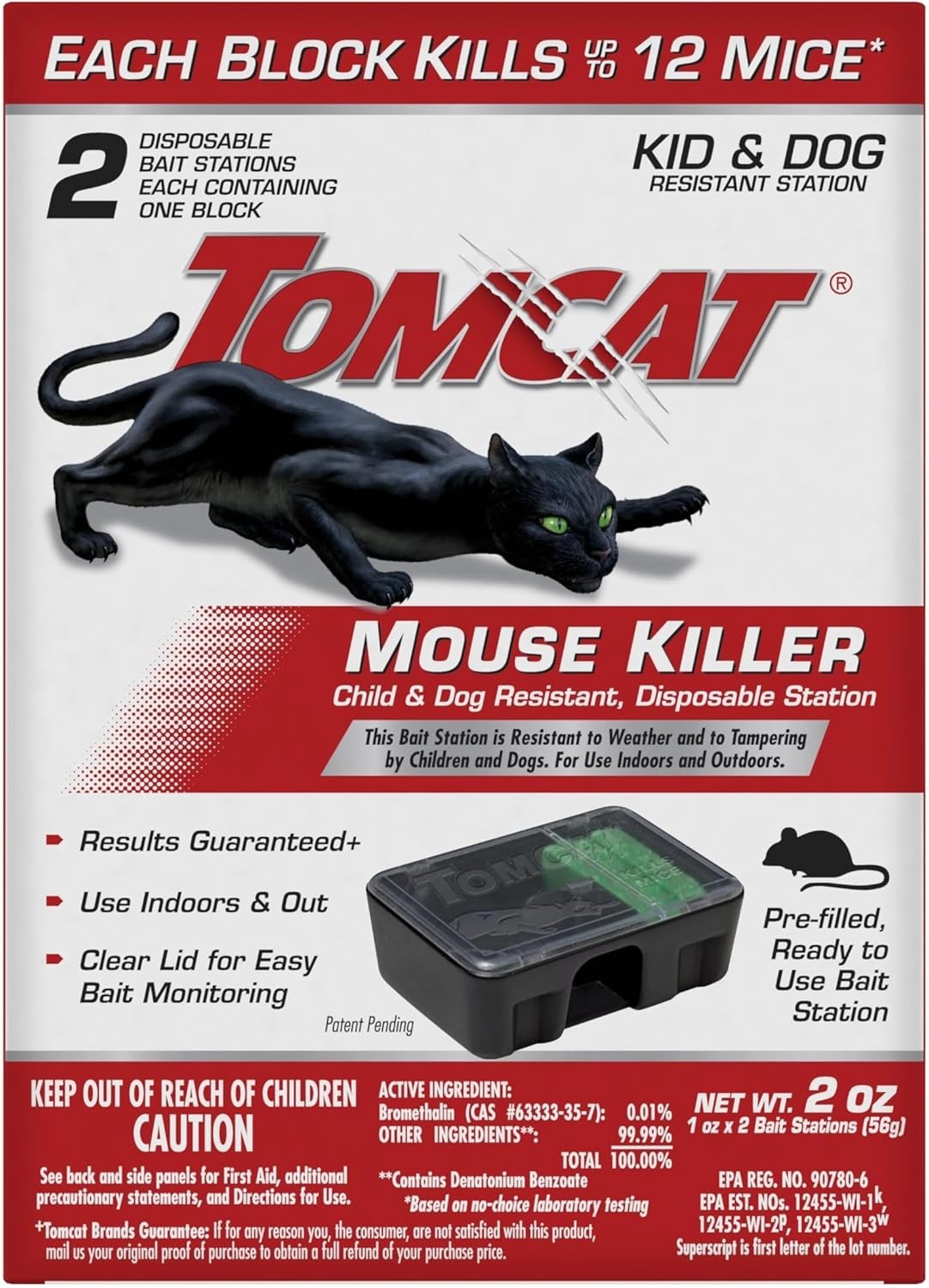5 pks.Tomcat Mouse Killer Child Resistant, Disposable Station