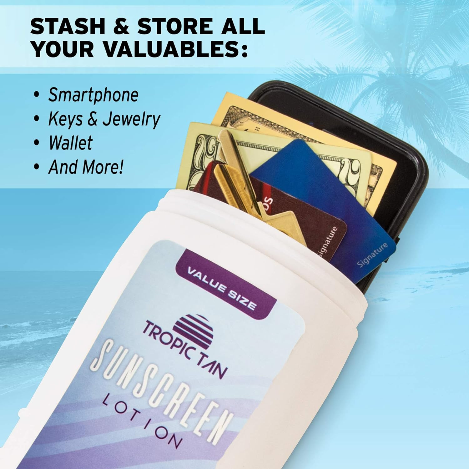 Sunscreen Diversion Safe Bottles 2 Pack - Safely Hides Your Valuables