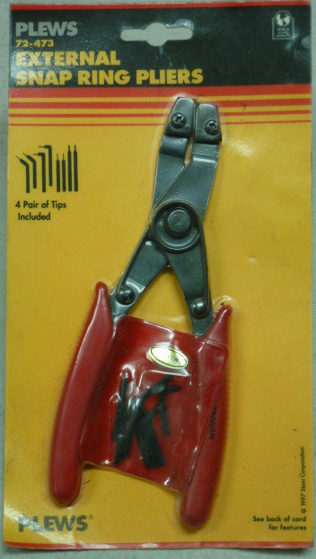 NOS! PLEWS EXTERNAL SNAP RING PLIERS w/ TIPS, No. 72-473