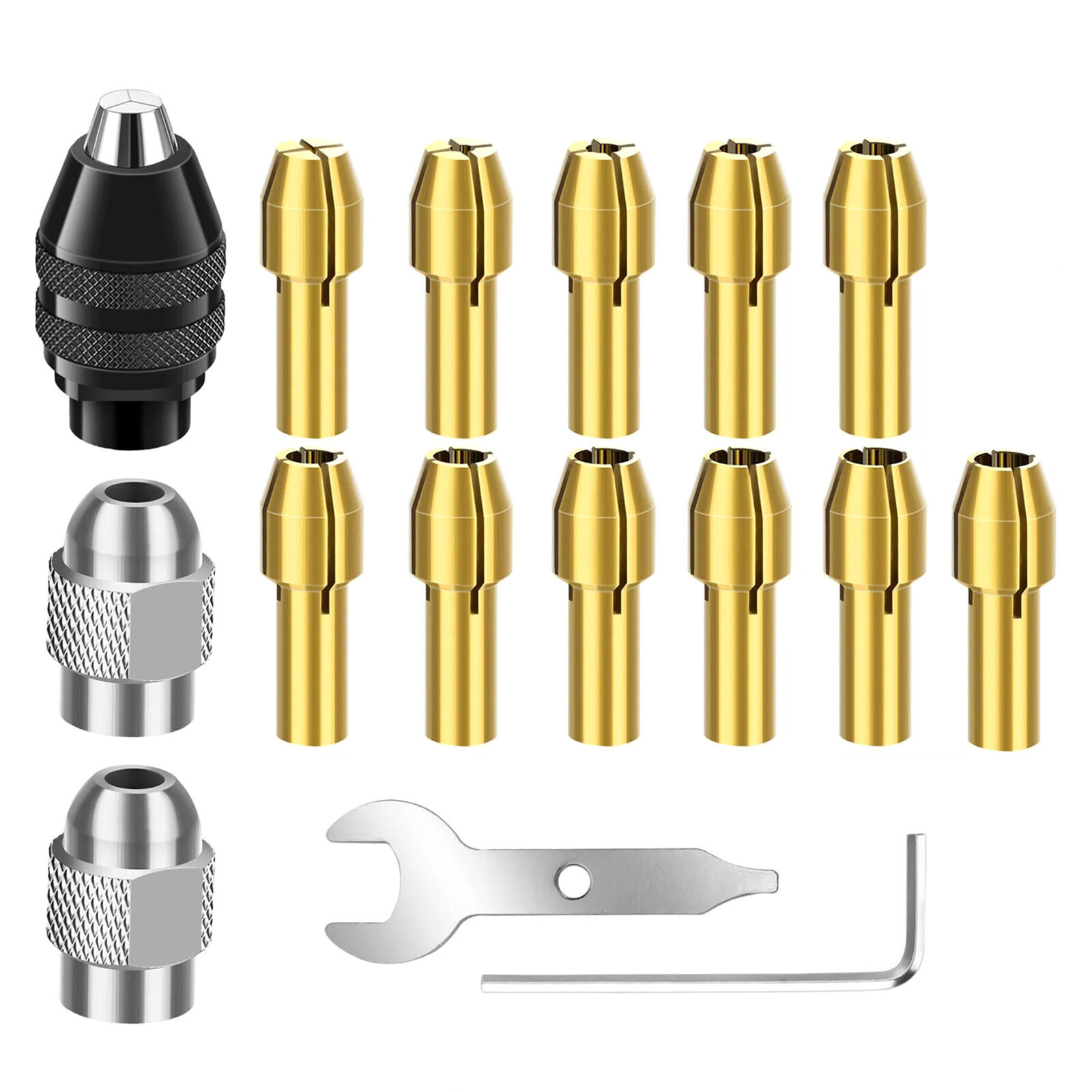 16PCS Drill Chuck Collet Set 0.5-3.2mm Shank Repair Kit for Dremel Rotary Tool