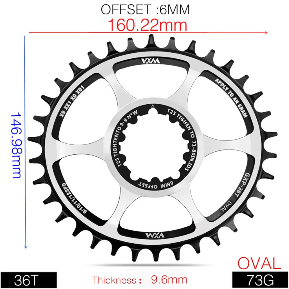 MTB Bicycle Oval Round Chainring 3/6mm Offset Direct Mount Star Ring 32T 34T 36T