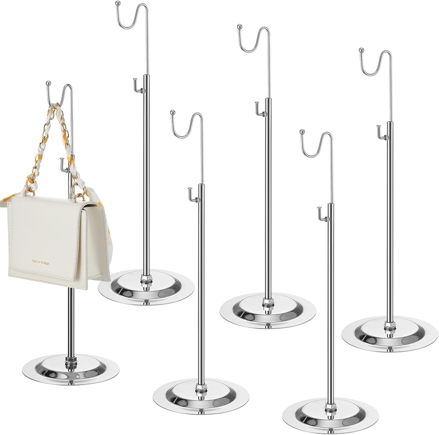 6 Pcs Bag Display Stands Purse Display Stand Adjustable Height Handbag Holder fo