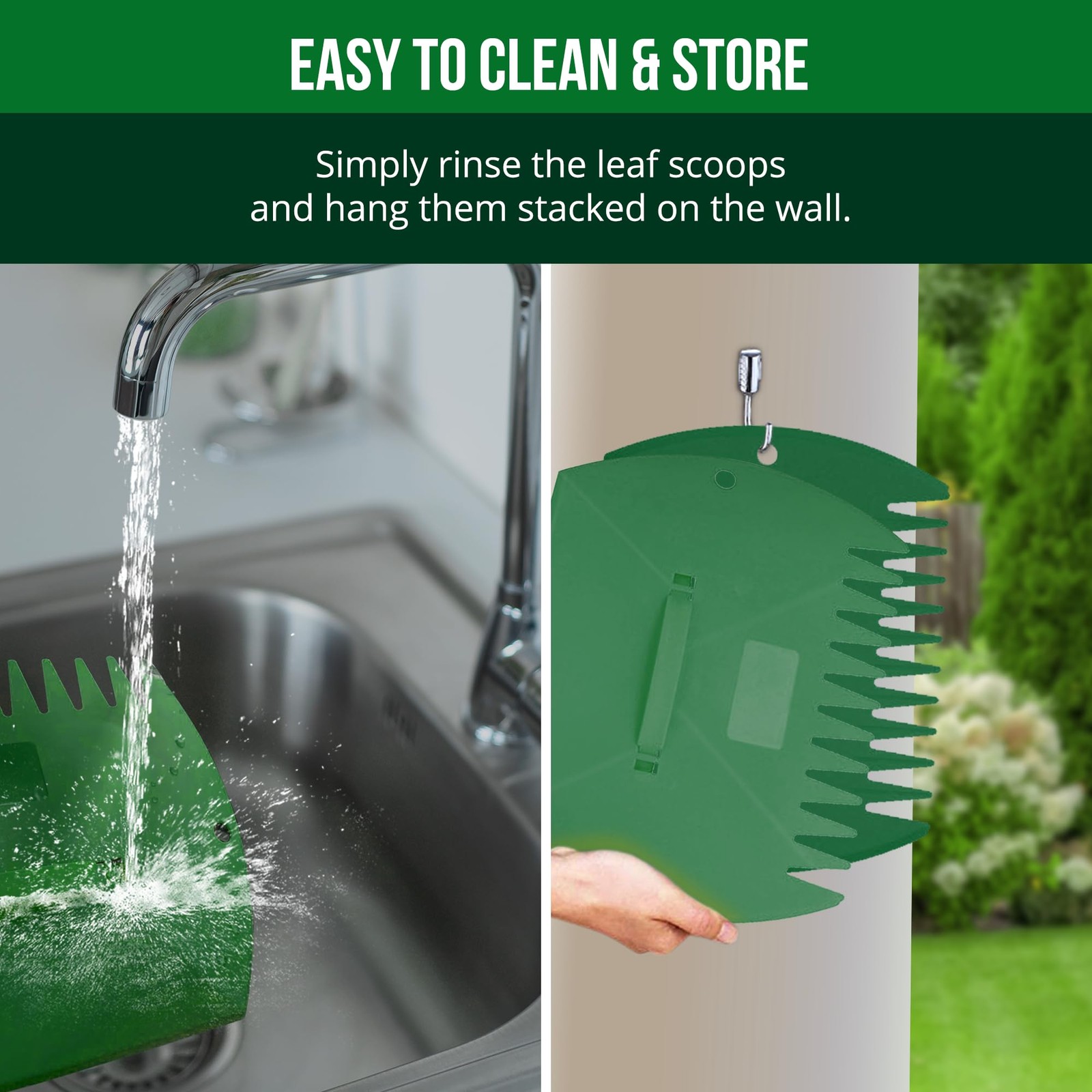 Large Leaf Scoops and Rakes for Efficient Yard Work and Garden Cleanup