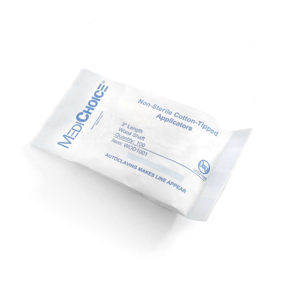 MediChoice Cotton-Tipped 3" Wood Shaft Latex Free Applicators 10 of 100=1000/Box