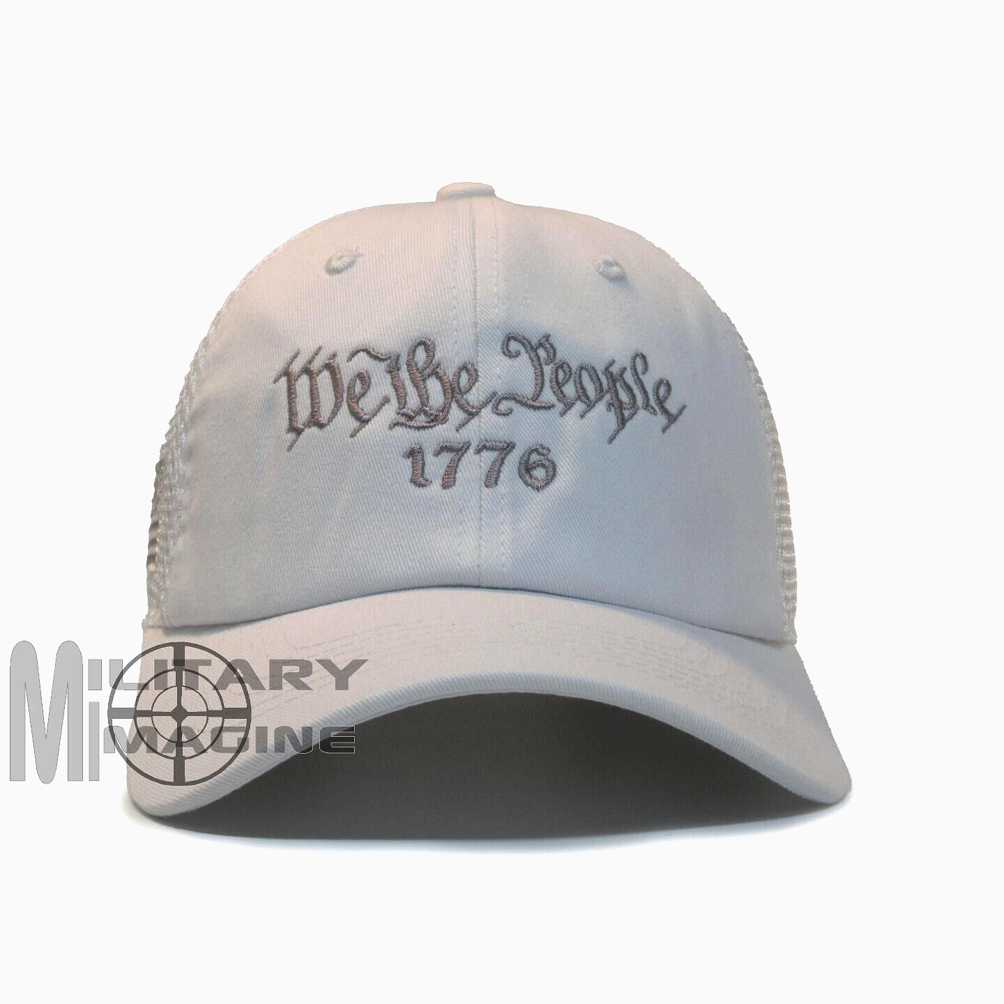 We The People 1776 American Flag 2A Hat White Micro Mesh Tactical Cap