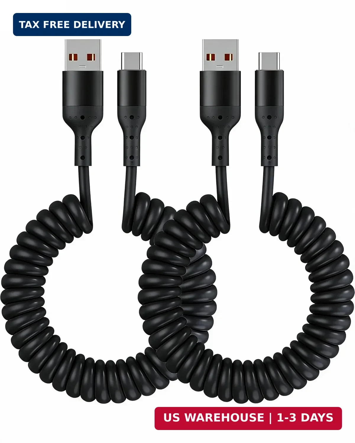 Apple MFi Certified Coiled Carplay Car Charger Fast Charging，[2-Pack, 5ft] Retra