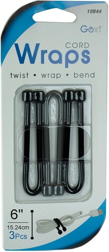 GOXT 10944 6" Multipurpose Cord Wrap, 3 Pack