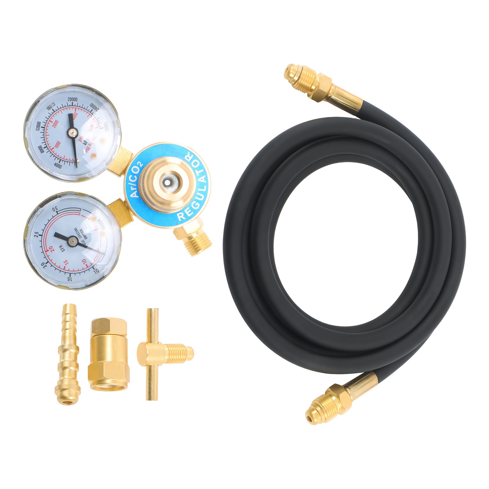 LABLT Argon Regulator/Flowmeter Gauges for CGA580 MIG & TIG Welders + 5Feet Hose