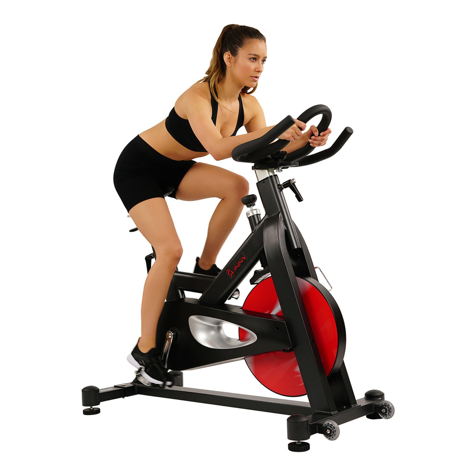 Sunny Health & Fitness Stationary Exercise Bike Machine w/ Adjustable Comfy Seat