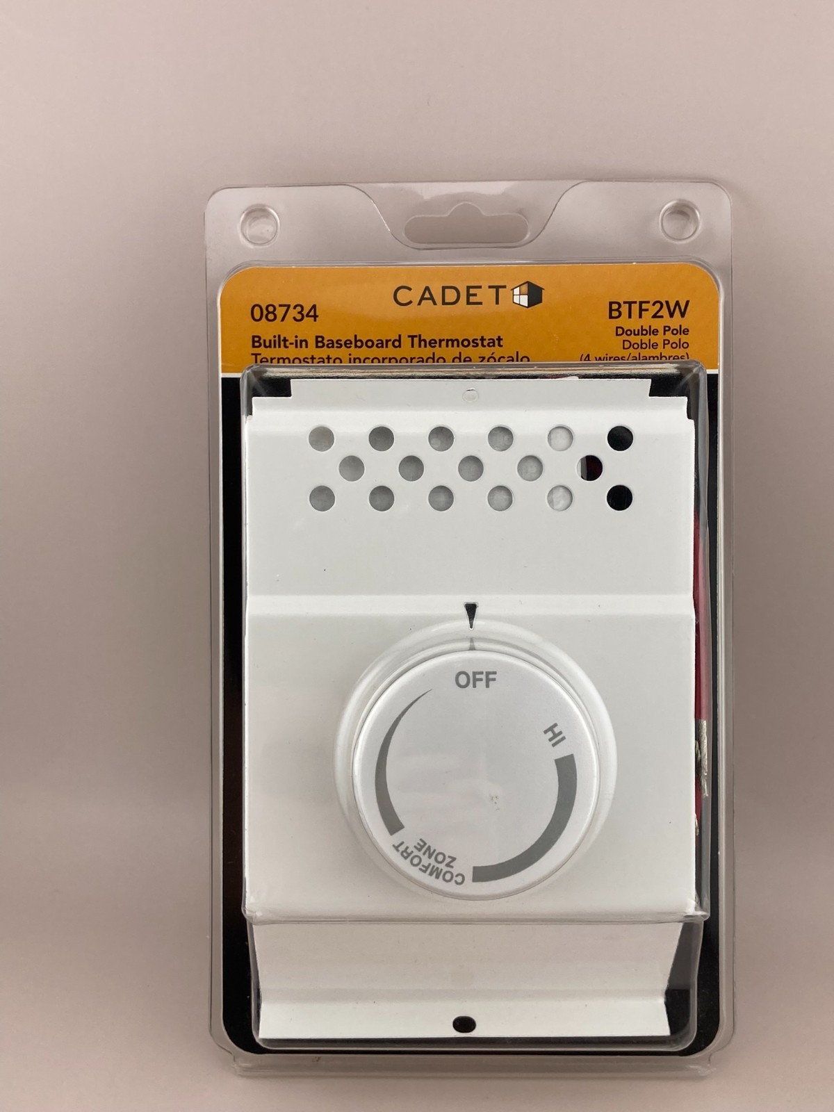 Cadet Built-In Baseboard Thermostat Double Pole BTF2W 08734 New Factory Sealed