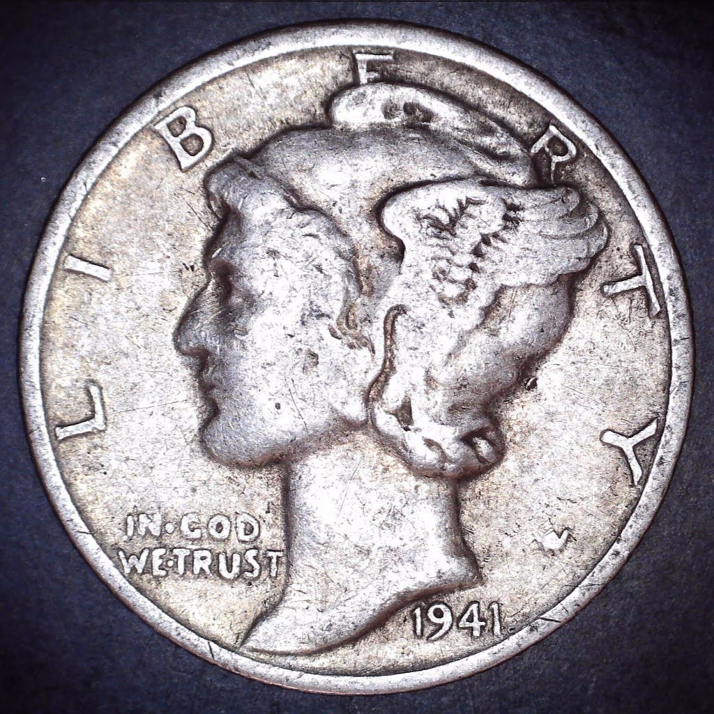 Vintage 1941-P Mercury Dime 90% Silver Circulated Coin 3