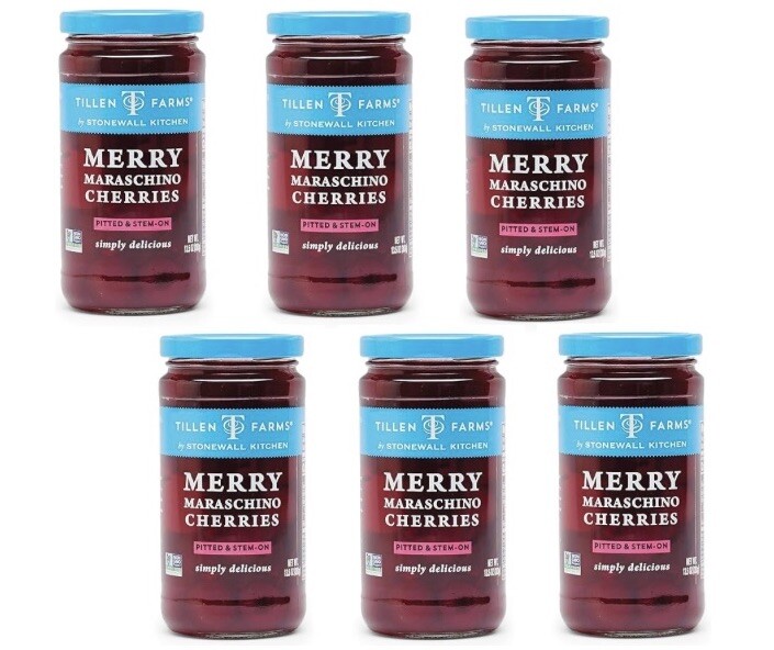 Tillen Farms Maraschino Cherries, 13.5 oz Gluten Free - Vegan - Kosher 6 Pack