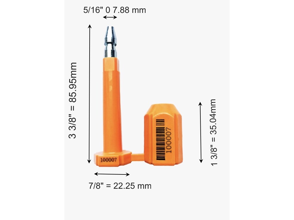 Security BOLT Seal for Cargo Containers, Orange Color, Numbered,100 pcs. BFSEALS