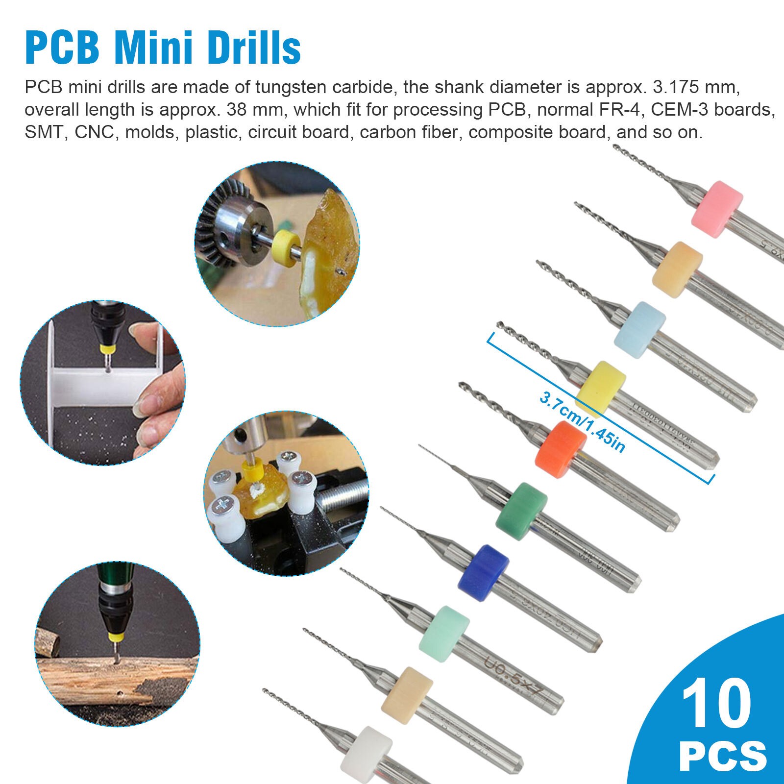 59x Precision Mini Micro Hand Twist Drill Bits Pin Vise Set Rotary Tools DIY Kit