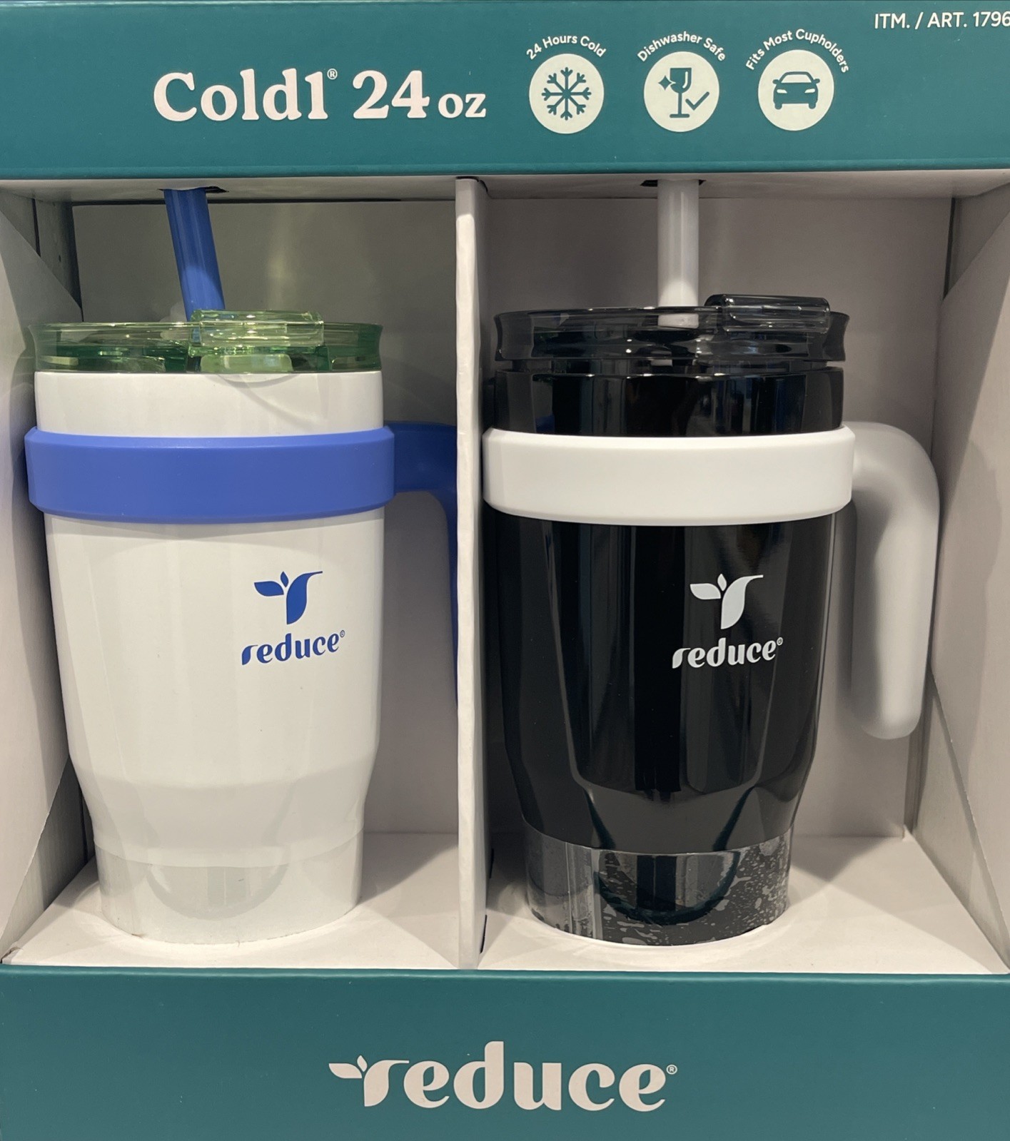 REDUCE-Cold1 , 24oz -Black & White  2-pack Tumblers.