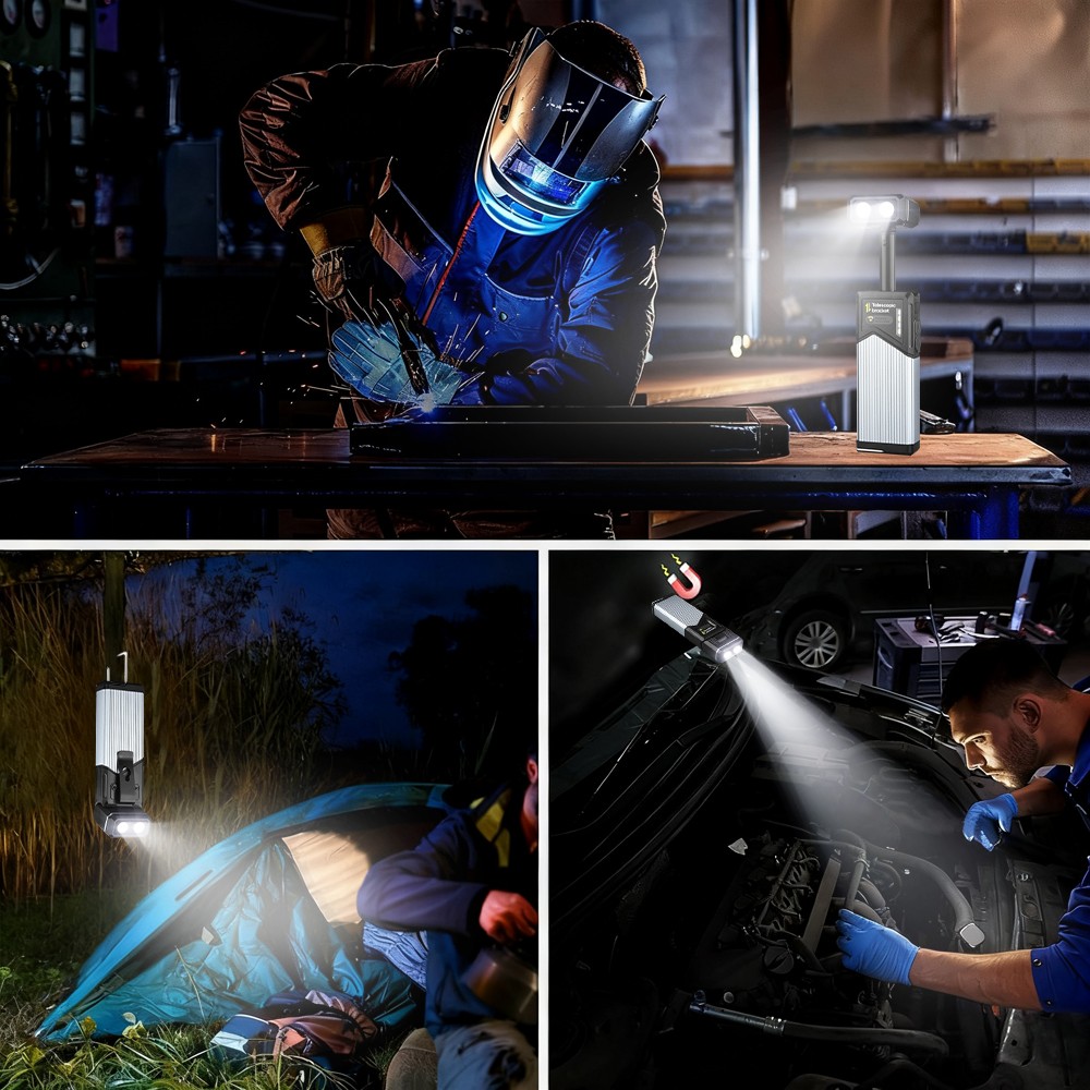 LED Multifunction Telescopic Rotating Work Lamp Rechargeable Magnetic Flashlight