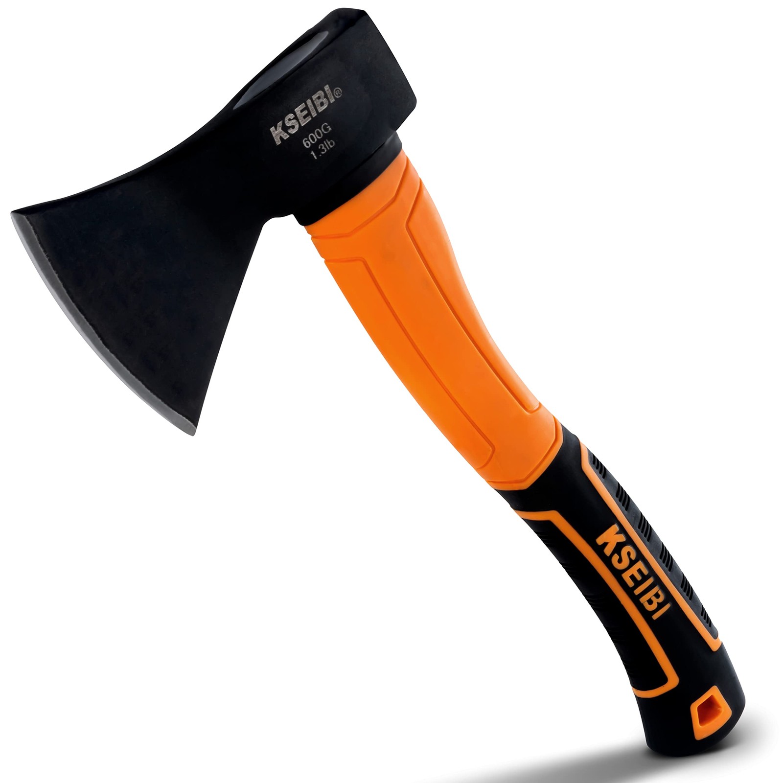 KSEIBI Wood Axe, Small Outdoor Camp Hatchet for Splitting and 15 inch, Orange