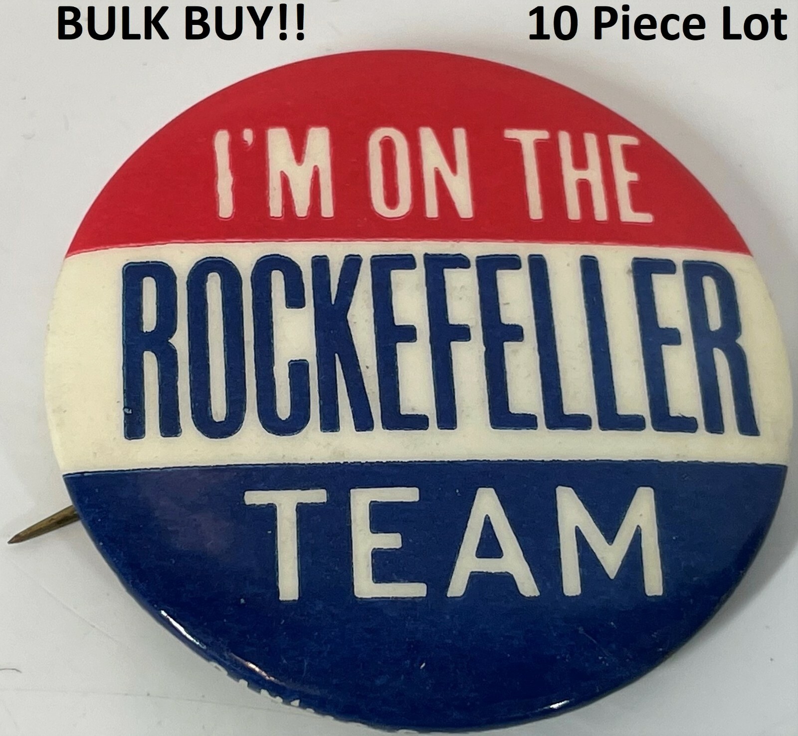 Vintage 1974 Nelson Rockefeller In on The Team 10 pc Republican Metal Political
