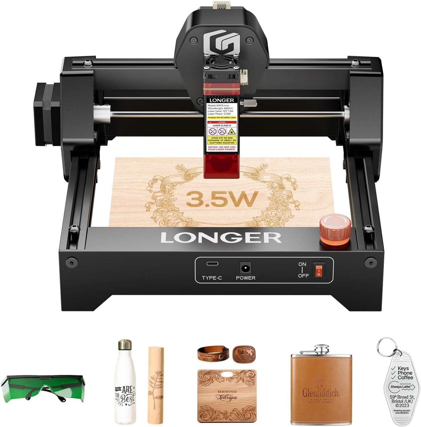 RAY5 Mini Laser Engraver, 12000Mm/Min High-Speed Cutter for Wood, Acrylic, Leath