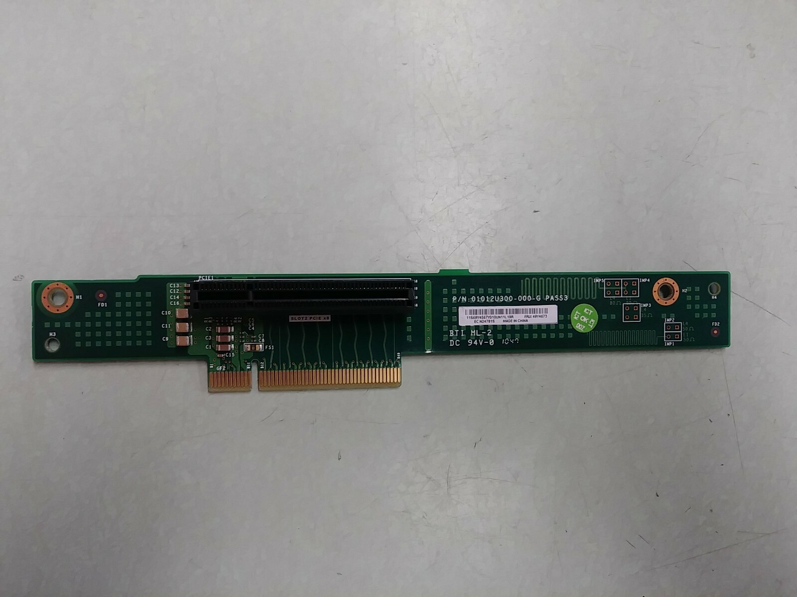 IBM Lenovo 49Y4673 X3250 Slot2 PCIE x8 Riser Board - 01012U300-000-G