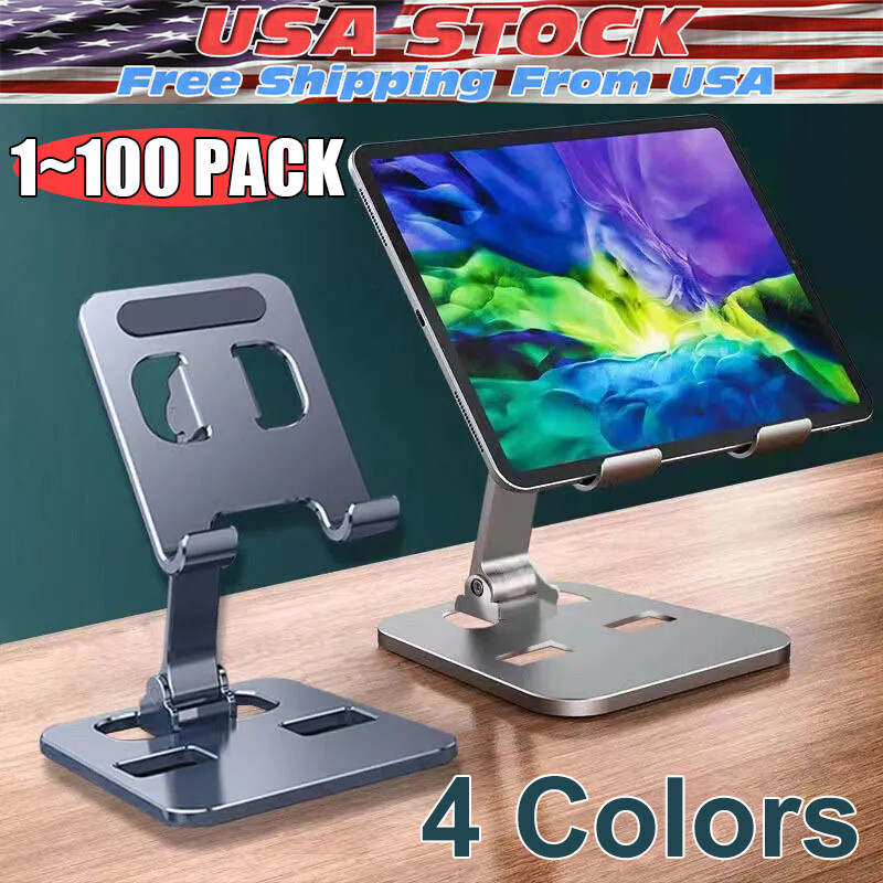 Universal Adjustable Metal Desk Tabletop Phone iPad Tablet Stand Foldable LOT