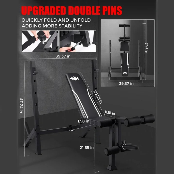 900LBS Foldable Adjustable Weight Bench Set with Leg Extension & Preacher Curl🏋