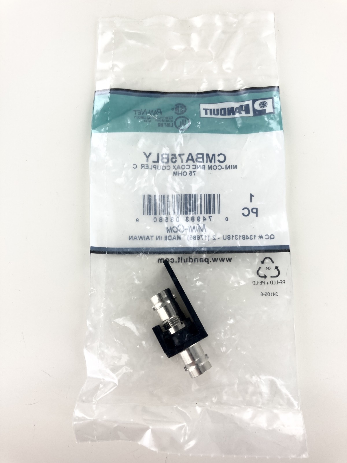 Panduit CMBA75BLY BNC Coupler Module, Black