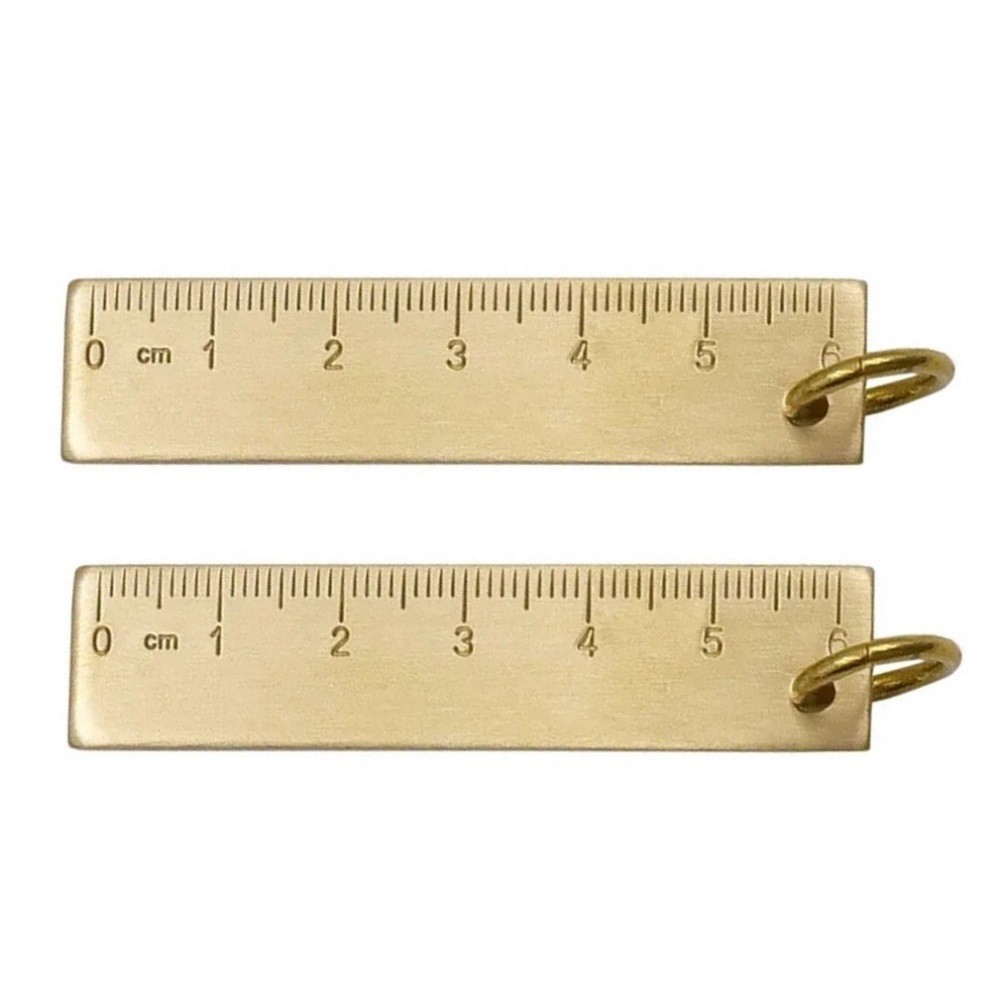 Compact Engraved Brass Ruler 60mm Keychain Measuring Tool Finish