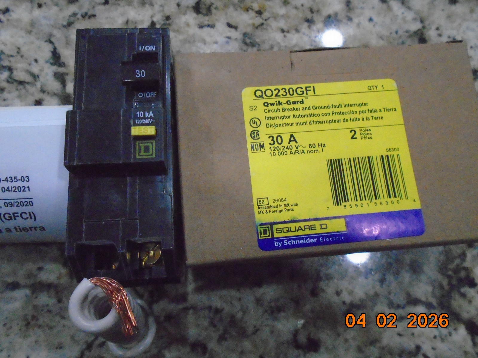 SQUARE D QO230GFI DOUBLE POLE 30AMP GROUND FAULT BREAKER NEW IN BOX FREE SHIP!!!