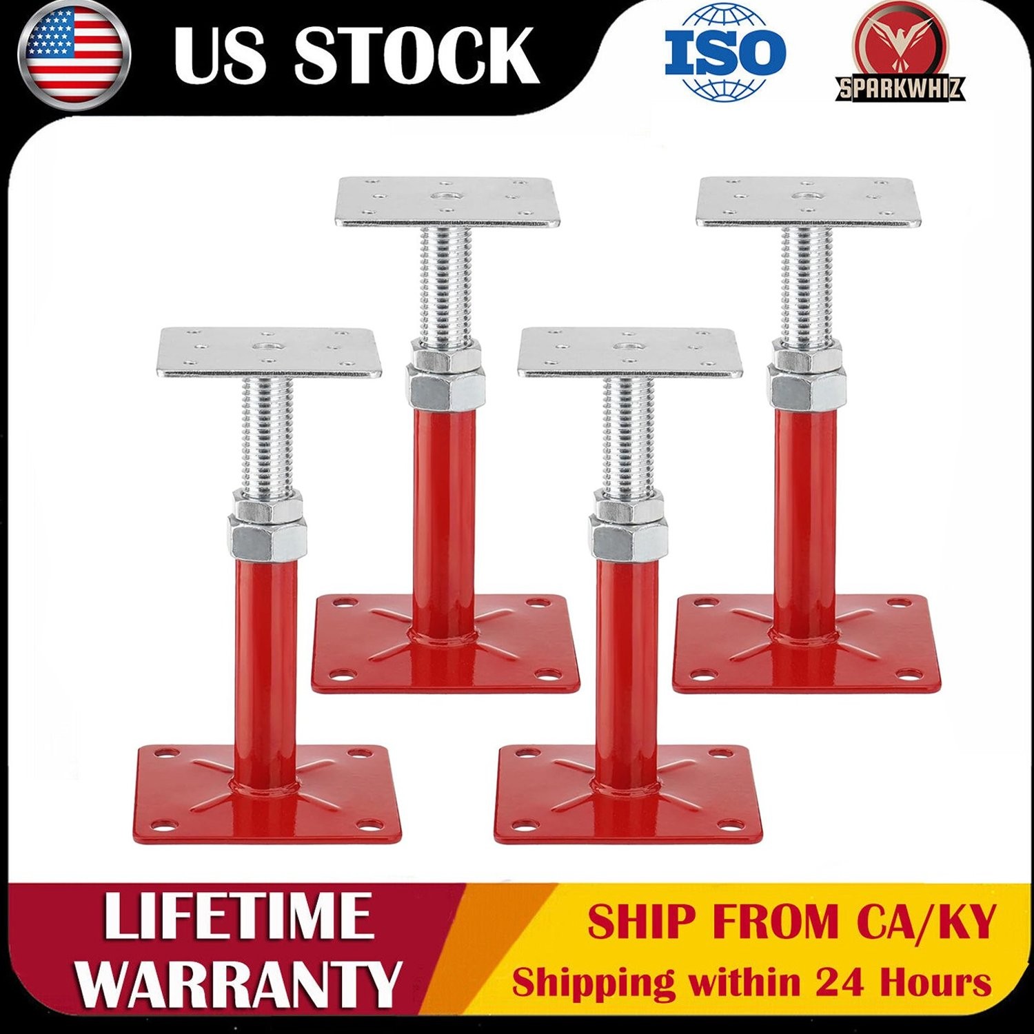 5-8" House Floor Jacks Adjustable Screw Jacks Post Foundation Jacks for Leveling