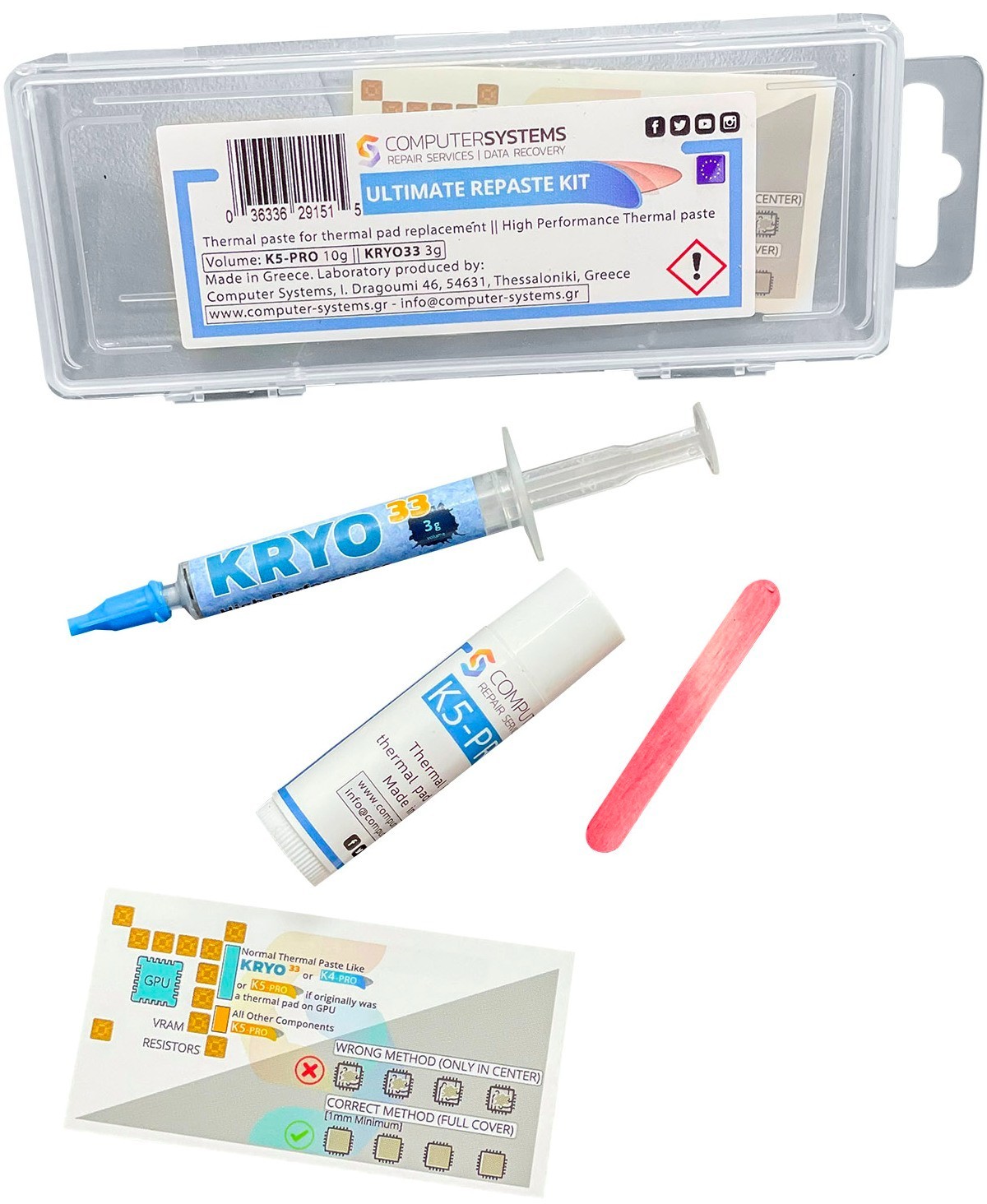 Ultimate Repaste KIT K5 PRO 10g thermal putty + KRYO33 3g high performance paste