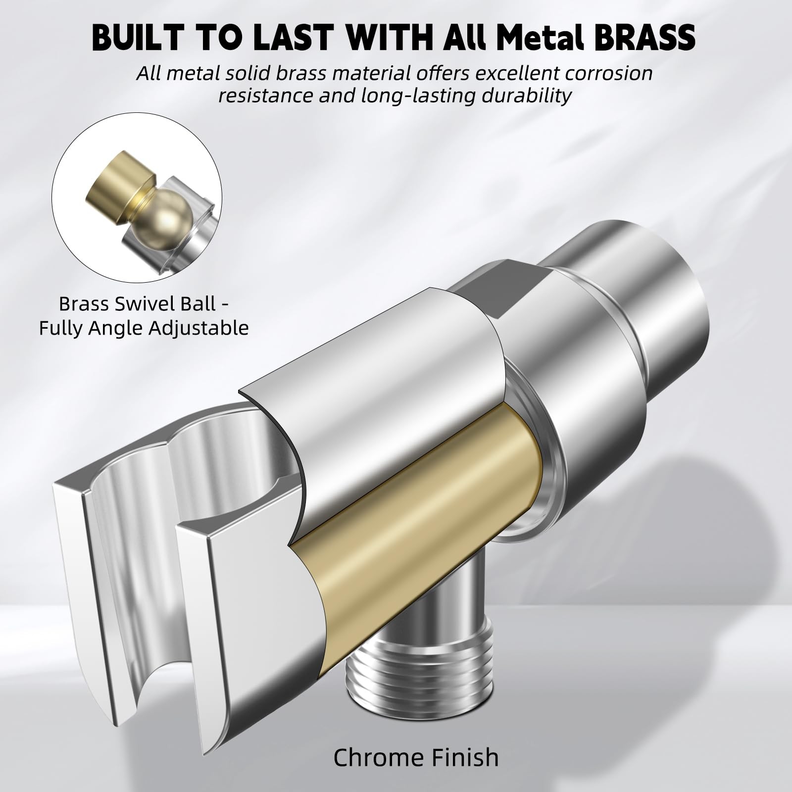 Universal All Metal Handheld Shower Head Holder, Chrome
