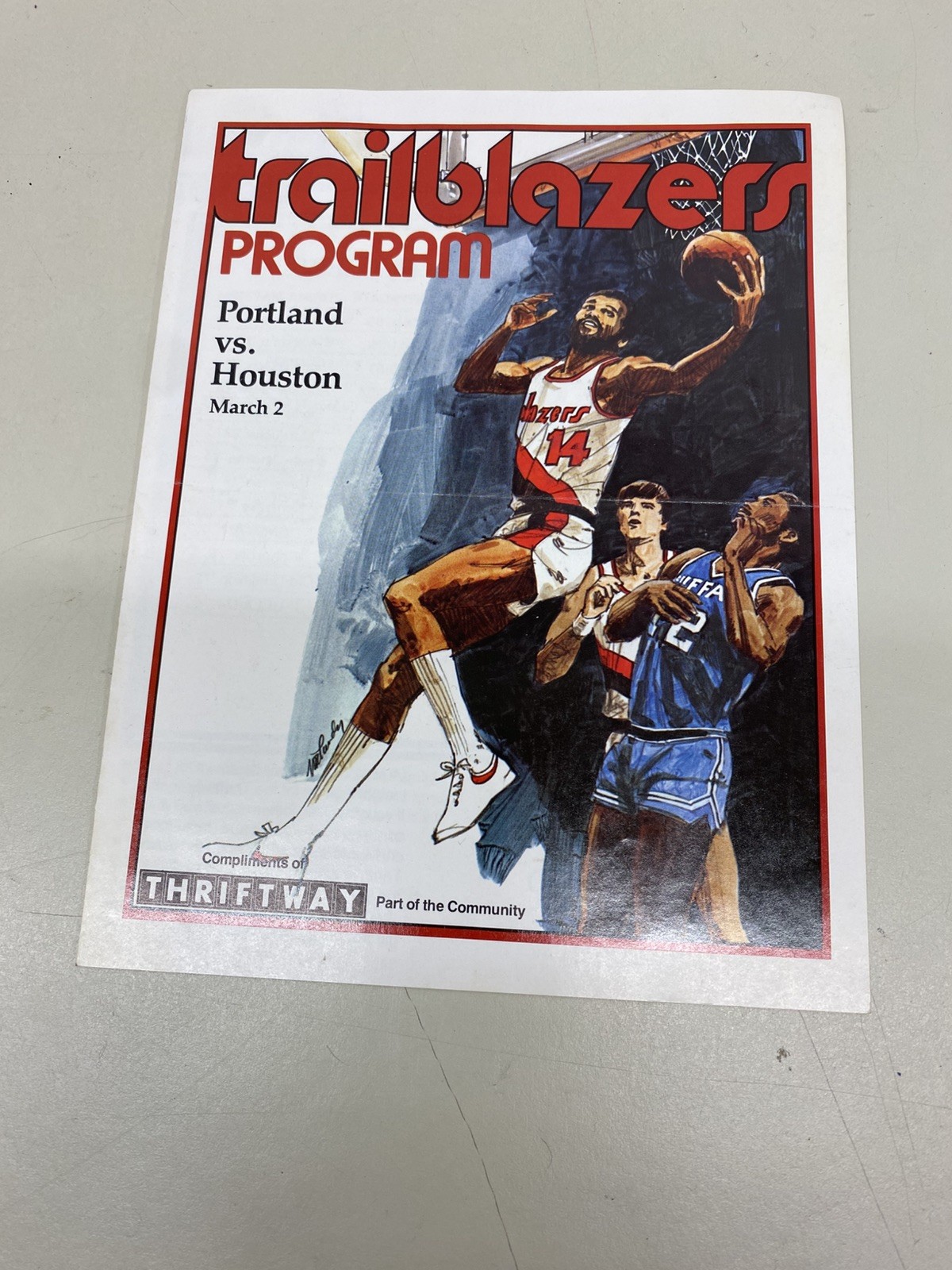 Vintage 1979 TRAILBLAZERS PROGRAM Portland vs Houston March 2 Thriftway