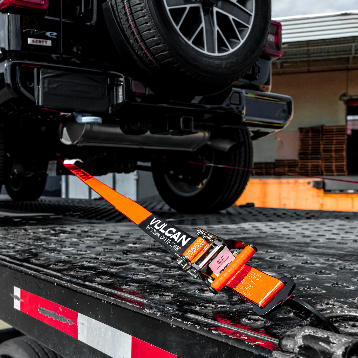 VULCAN PROSeries Orange Axle Strap Tie Down Kit - Snap Hook Ratchet Straps