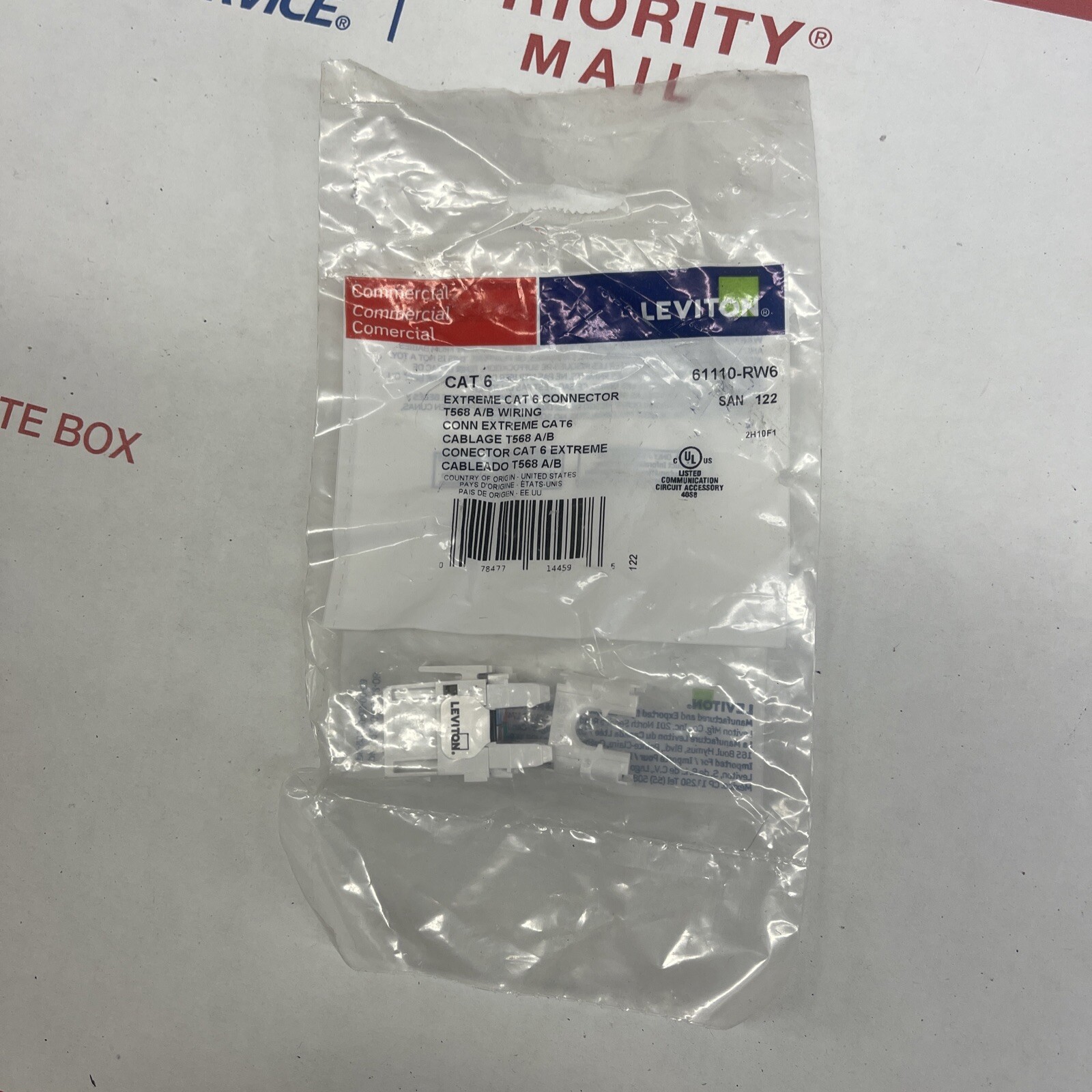NEW- Leviton eXtreme 6 Connector Cat 6 White 61110-RW6  Commercial T568 A/B