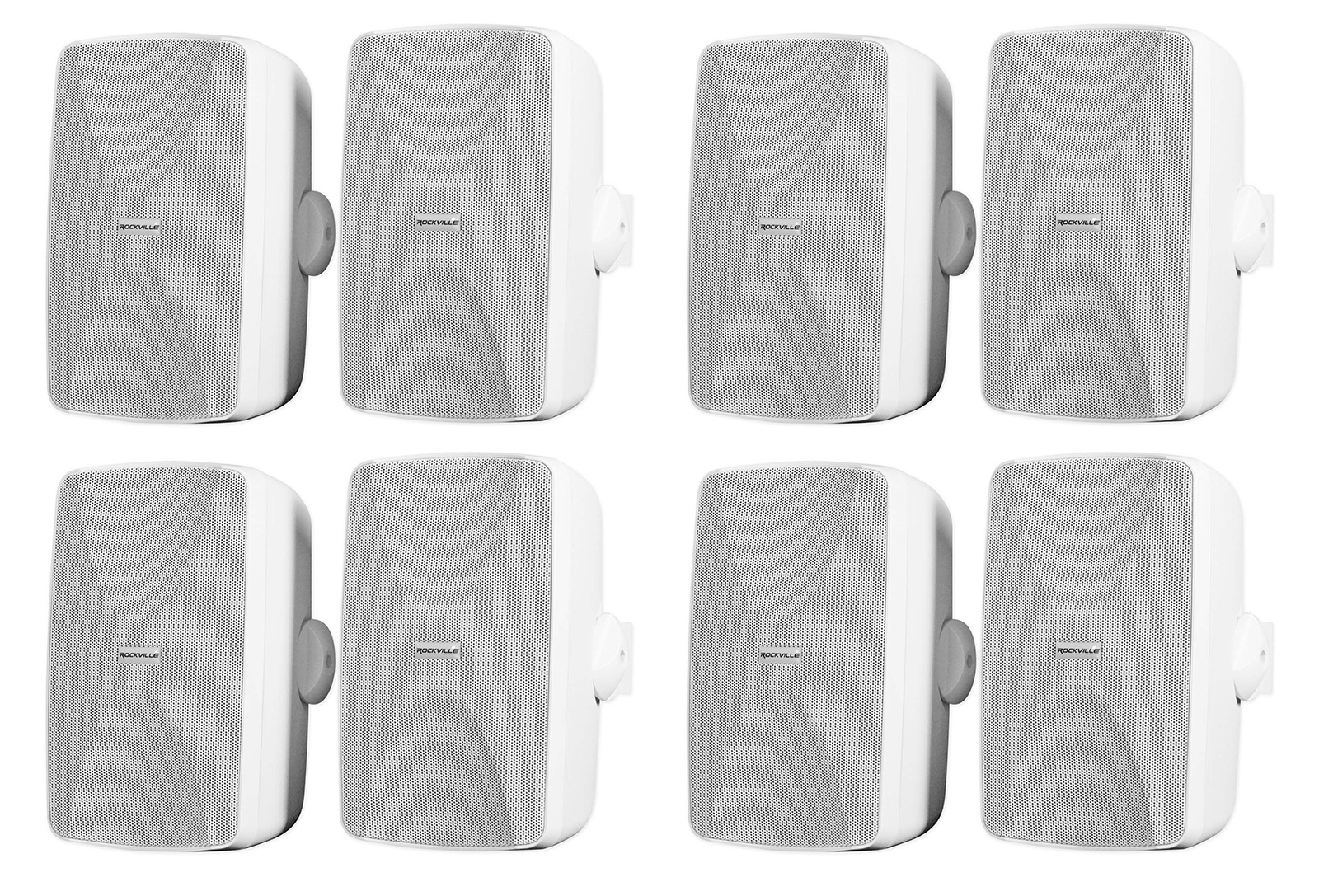 (8) Rockville WET-7020W White 70V 5.25" Commercial Indoor/Outdoor Wall Speakers