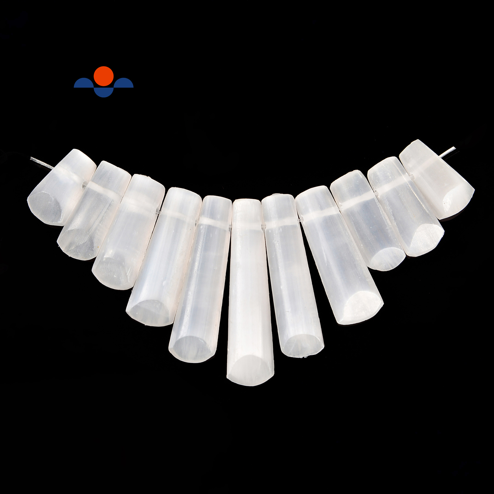 Natural Selenite Graduated Slice Stick Points Beads 17-40mm 11 Pcs/Set (17-40mm)