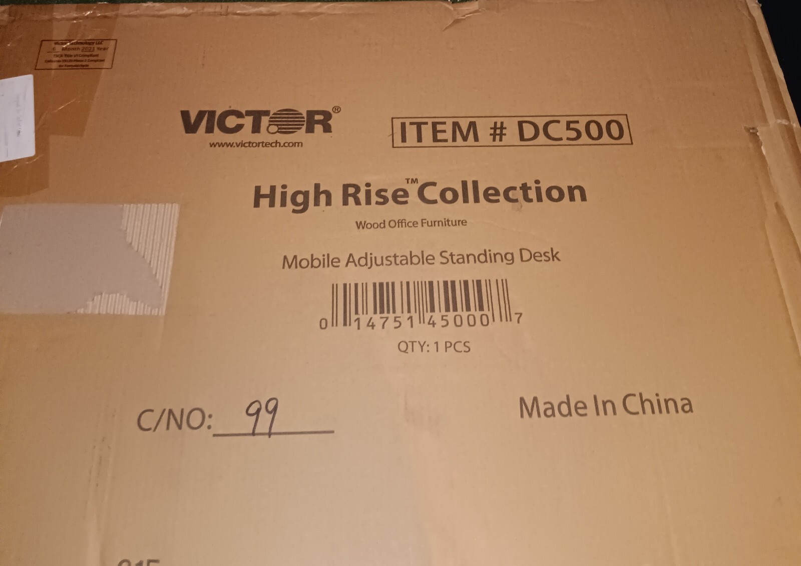 Victor Technology Mobile Adjustable Standing Desk (DC500)