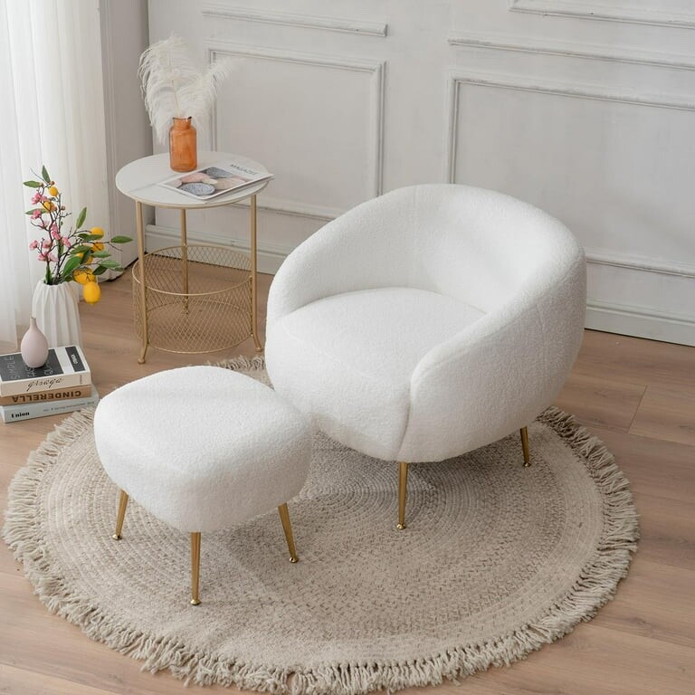 Ktaxon Fabric Accent Chair with Ottoman: Modern Comfy & Stylish.