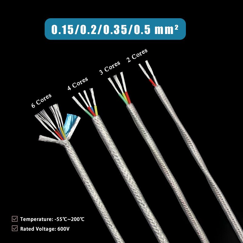 FEP Silver-plated Shielded Wire Silver Plated Stranded Copper Wire 2/3/4/6 Core