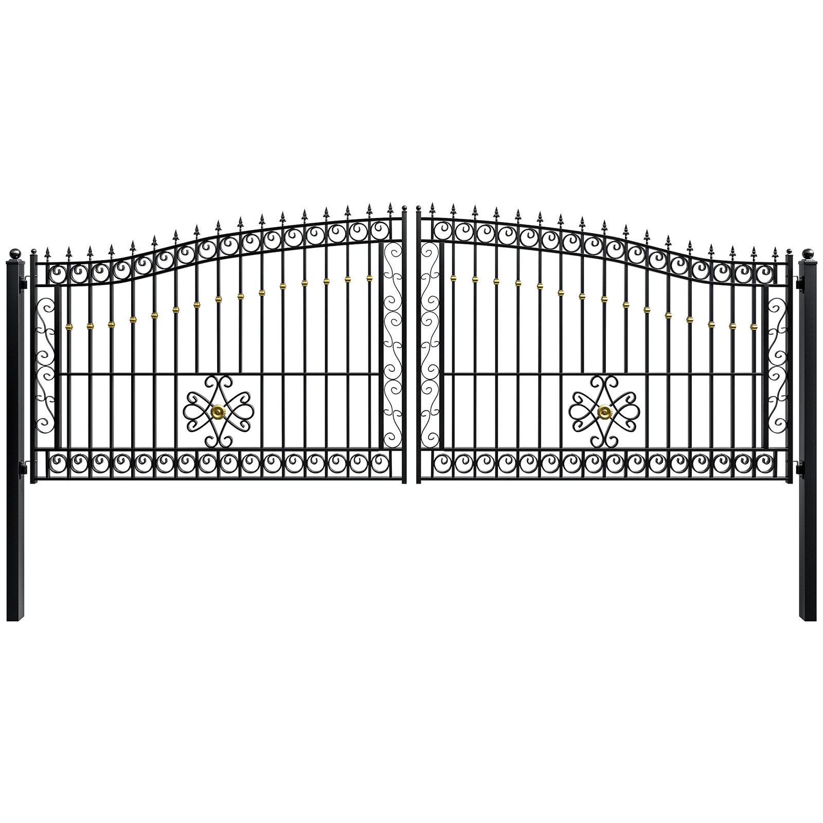 ZUMI 18x6 ft Dual Swing Driveway Gate Outdoor Scrollwork Gate for Garden Yard